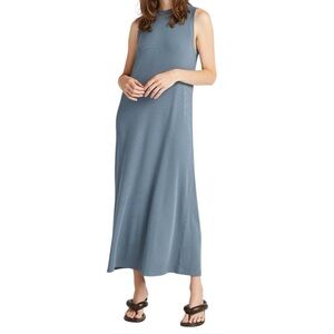 Richer Poorer vintage rib Sleeveless column midi Dress blue mirage